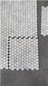 Hexagon Carrara White Mosaic