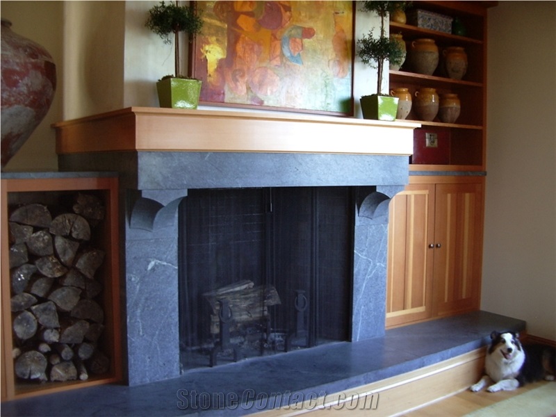 Cinza Verde Soapstone Fireplace
