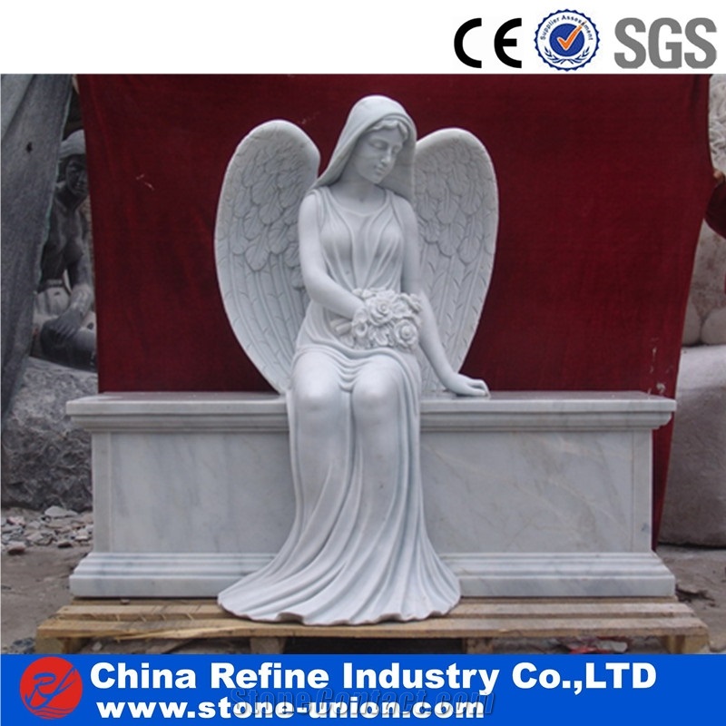 Cheaper White Marble Angel Monument and Tombstone