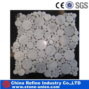 China Carrara White Marble Bubble Round Mosaic Tile