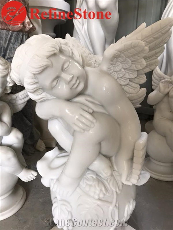 Hand Carved Sculpture White Marble Child Statue