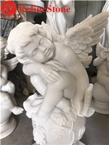 Hand Carved Sculpture White Marble Child Statue