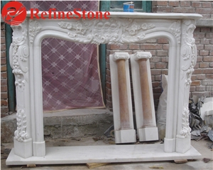 Handcarved French Style Marble Fireplace Mantel