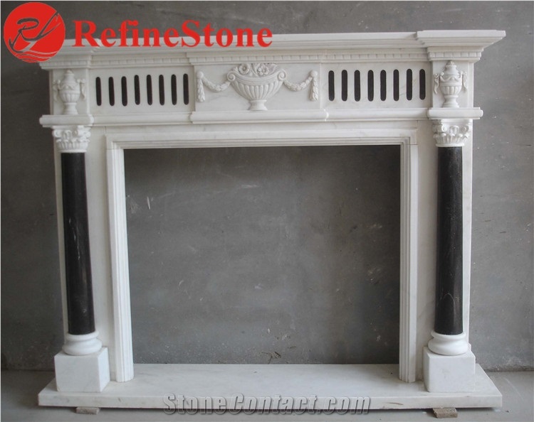 Handcarved French Style Marble Fireplace Mantel