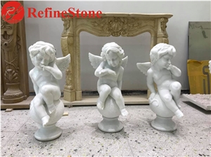 Outdoor Hand Carved Marble Child Angel Statue
