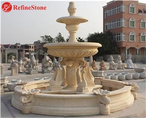 Outdoor Hand Carved Marble Fountain with Lion Head
