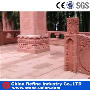 Outdoor Red Sandstone Honed Surface Wall Floor