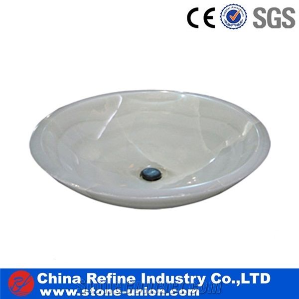 Polished White Marble Vessel Sinks & Basins, Bowl