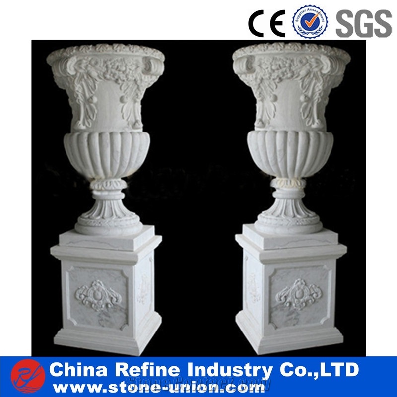 White Marble Flower Pots and Carving