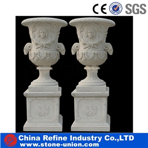White Marble Flower Pots and Carving