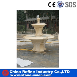 White Marble Fountain with Bird and Bowl