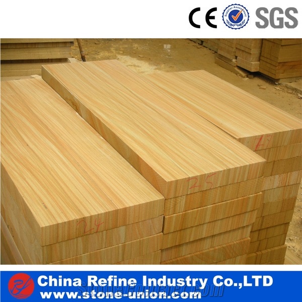 Wooden Yellow Sandstone Wall Covering Tiles