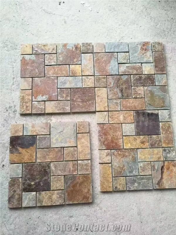 Mosaic Pattern in Slate,Multi Color Slate Mosaics