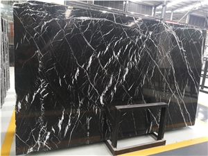 Black Nero Marquina Marble Slab with More Veins