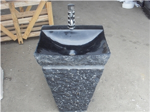 Granite Pedestal Sink Black Bathroom Basin