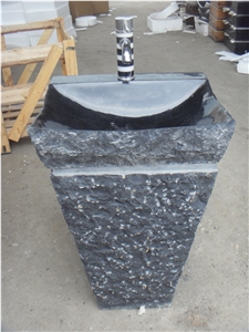 Granite Pedestal Sink Black Bathroom Basin
