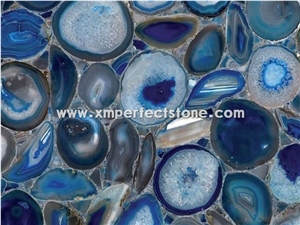 Blue Semi Precious Stone Slab for Wall Background