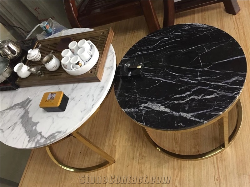Customized Home Use Carrara Coffee Marble Table