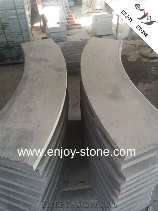G654 Curved Bullnose Flamed Pool Coping Paver
