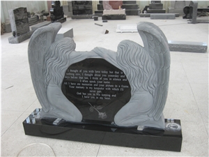 Black Granite Engraved Angel Monument 01
