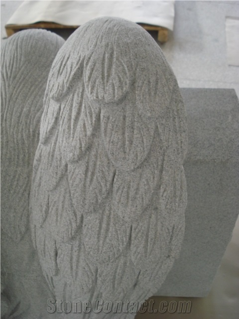 G633 Gray Granite Weeping Angel Monument