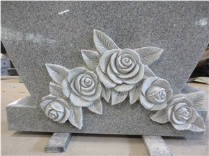 G633 Gray Monument with Flowers Engraving