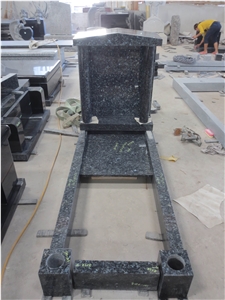 Poland Style Pearl Blue Granite Tombstone