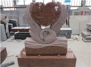 Swan Heart Shape Granite Tombstone Design Monument