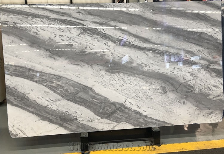 Strip Floor Ice Grey Marble with White Vein