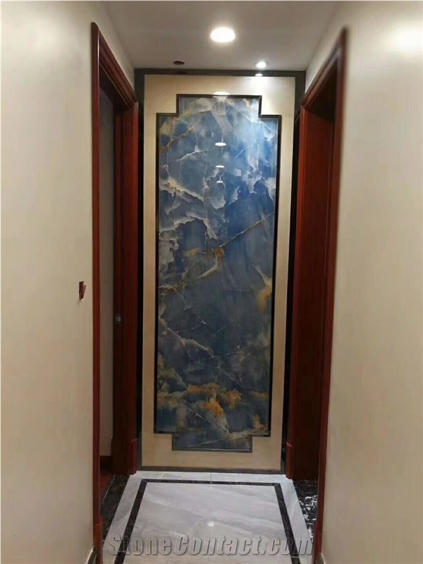 Backlit Blue Onyx Wall Tiles for Hotel