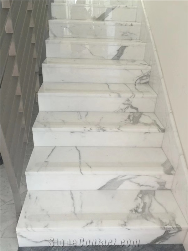 Calacatta White Marble Stair Treads