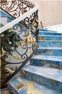 Nice Pattern Blue Onyx Stair Treads