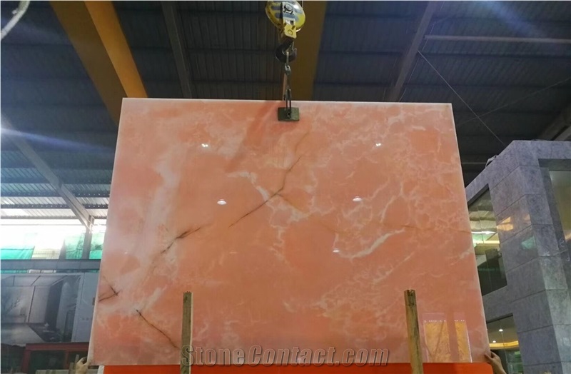 Polished Pink Onyx Slabs for Wall Claddings