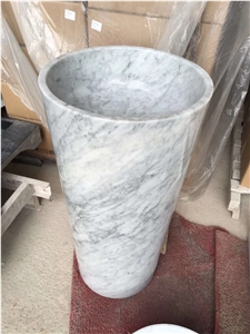 Carrara White Marble Pedestal Sinks, Marble Basins