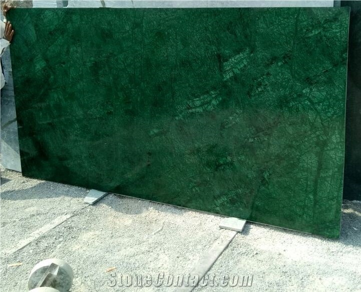 Polished Green Marble Slab Ready Stock