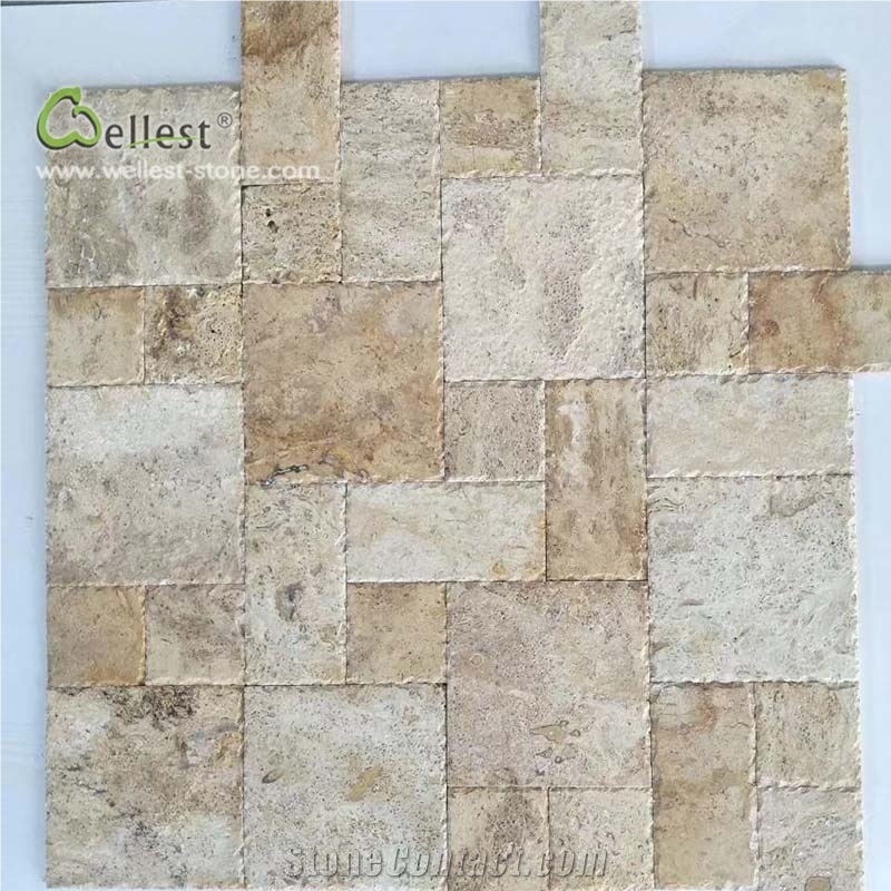 Beige Yellow Wall Covering Interior Stone Pattern