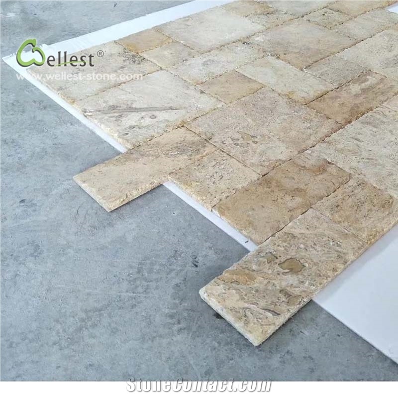 Beige Yellow Wall Covering Interior Stone Pattern