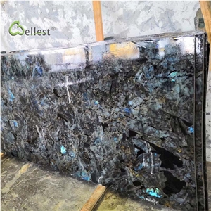 Black Blue Flower Abstract Texture Marble Slab