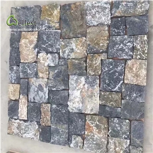 Blue Grey Loose Stone Fence Wall Covering Cladding