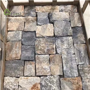 Blue Grey Loose Stone Fence Wall Covering Cladding