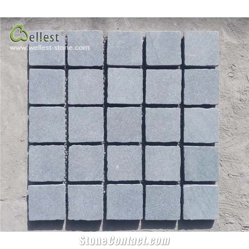 Blue Grey Mesh Backed Cube Stone