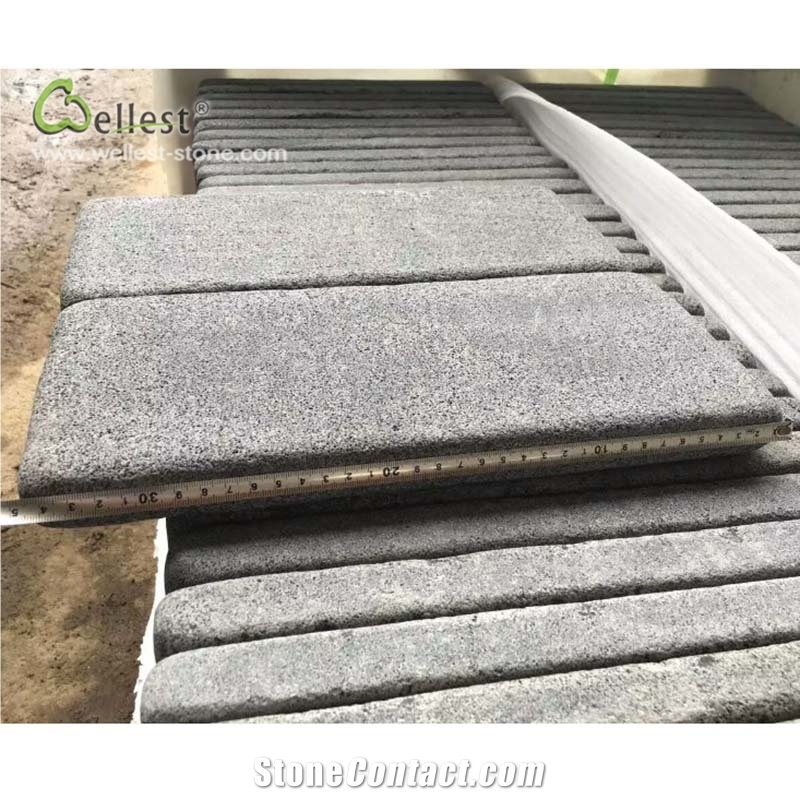 Grey Brick Look Paver Tumbled Sides Basalt Cobble