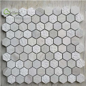 Grey White Mosaic Cube Shape and Hexagon Shape