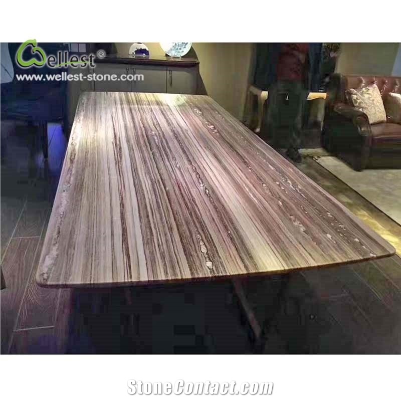 Light Purple Brown Big Size Marble Dining Tabletop