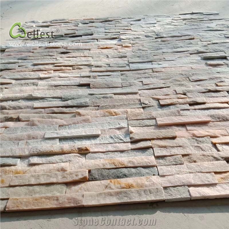Multi Color Ledgestone Quartzite Feature Wall from China - StoneContact.com