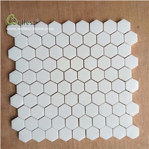 Pure White Mosaic Hexagon Shape Pattern Interior
