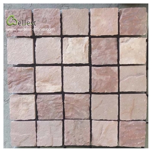 Rosy Brown Pink Mesh Backed Cube Stone