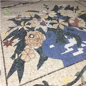 Still Life Flower Pattern Mosaic Interior Floor