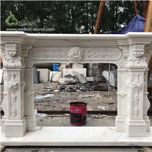 White Beige Exquisite Fireplace Surround Mantel
