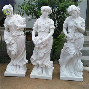 White Female Figure Statues Landscape Sculpture